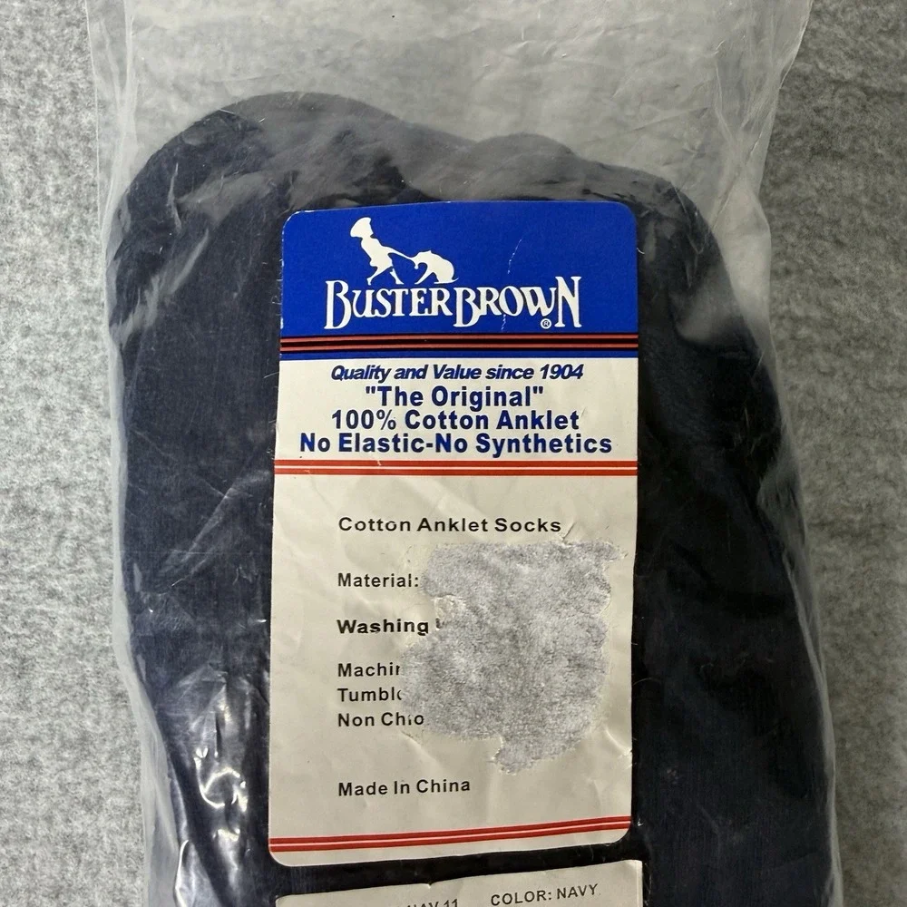 3‎ pair Navy  Buster Brown Anklet Cotton Bobby Ankle Socks Size 11